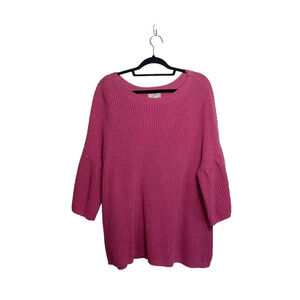 LOFT Outlet Magenta Pink Boatneck 3/4 Sleeve Knit Sweater Xlarge Women’s